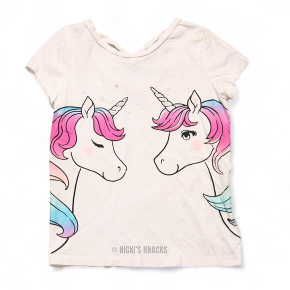 4/$20 - Carters Girls Short Sleeve Cotton T-Shirt White Unicorn Print Size 8 - Picture 2 of 8